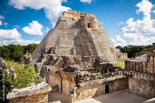 Magician  Piramide del adivino  in ancient Mayan city Uxmal  Mex