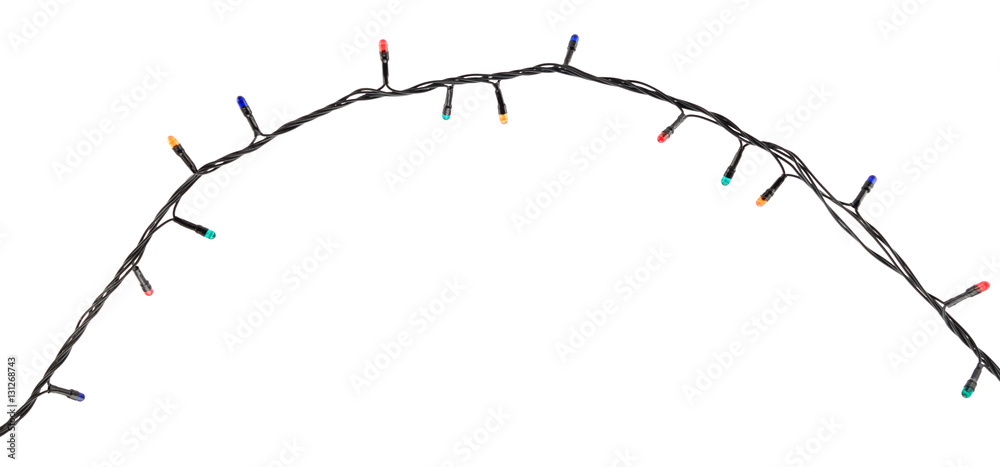 Multicolored lamp garland isolated on white Multicolored lamp garland isolated on white