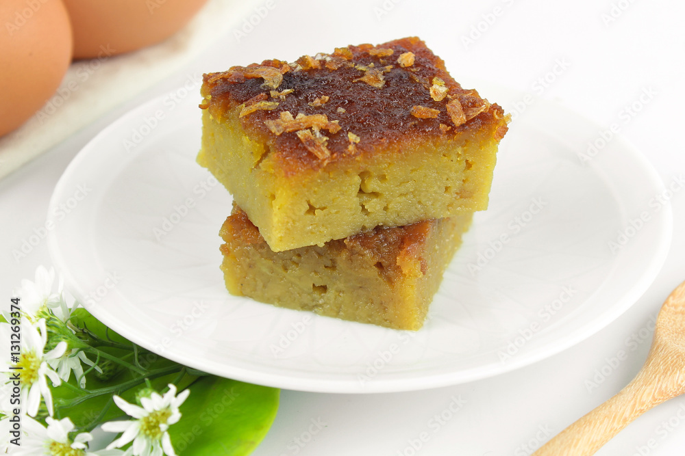 Coconut custard made from eggs with soybean and coconut milk Coconut custard made from eggs with soybean and coconut milk