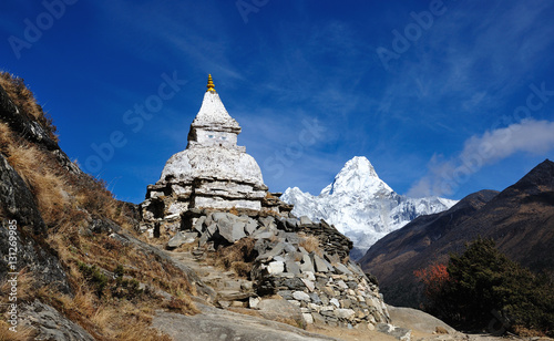 pagoda tibet, tibet pagoda in the Himalaya, napal