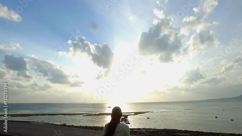 夕日海岸線　散歩