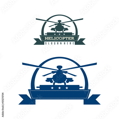 Helicopter Chopper Propeller Silhouette Vintage Logo Template