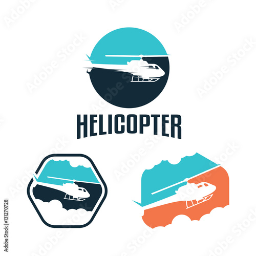 Helicopter Chopper Propeller Logo in Circle and Hexagon Shape