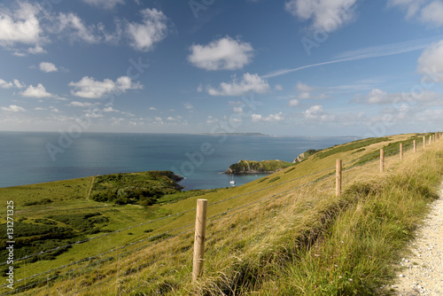 Path over Bindon Hill near Lulworth Cove on Dorset coast photo