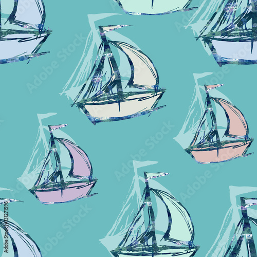 Sailboats seamless pattern