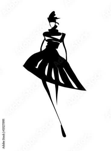 Fashion girl sketch hand drawn , stylized silhouettes isolated. Vector fashion illustration.                   
