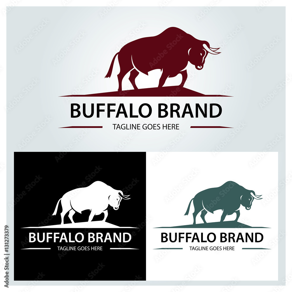 Buffalo brand logo design template ,Vector illustration Stock Vector