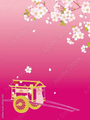 御所車と桜
