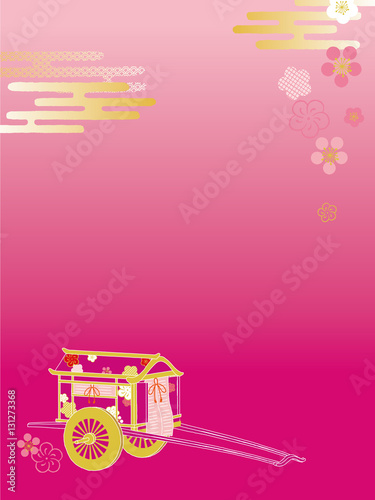 御所車と桜