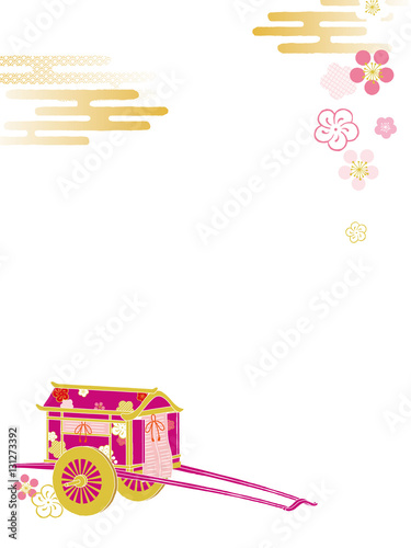 御所車と桜