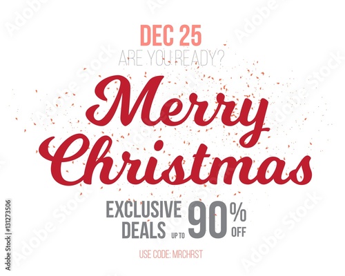 Illustration of Merry Christmas Sale Poster Template Isolated on White Background. Bright Vector Christmas Sale Holiday Season Vector Poster