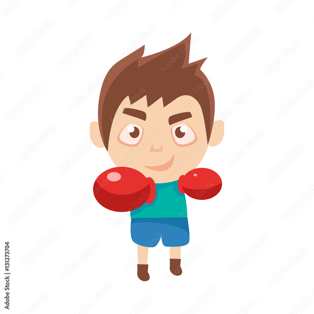 Boy Sportsman Boxing Part Of Child Sports Training Series Of Vector Illustrations Boy Sportsman Boxing Part Of Child Sports Training Series Of Vector Illustrations