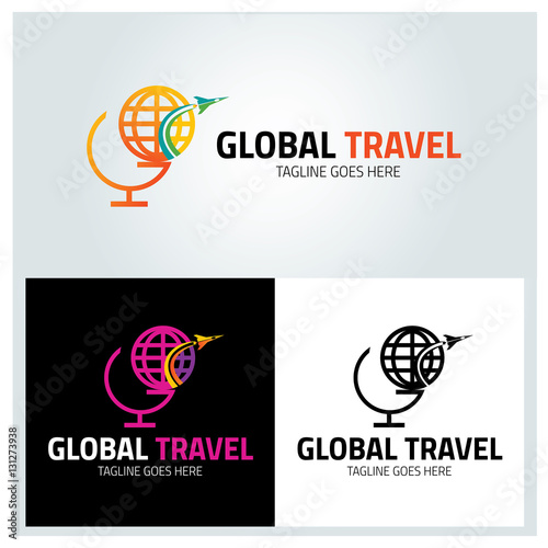 Global travel logo design template ,Plane logo design concept ,Vector illustration