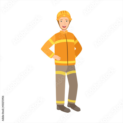 Man Firefighter, Part Of Happy People And Their Professions Collection Of Vector Characters