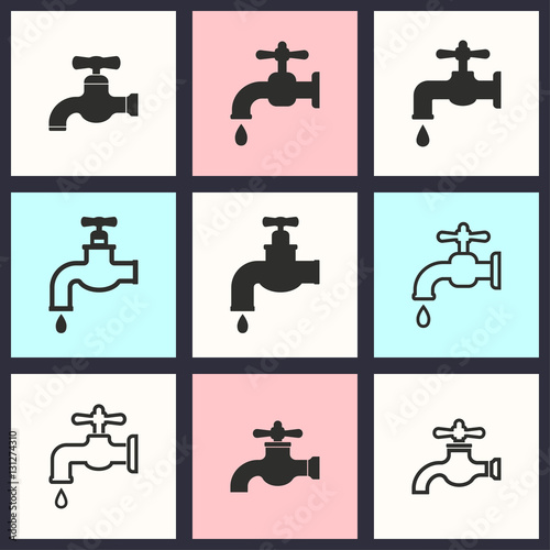 Faucet icon set.