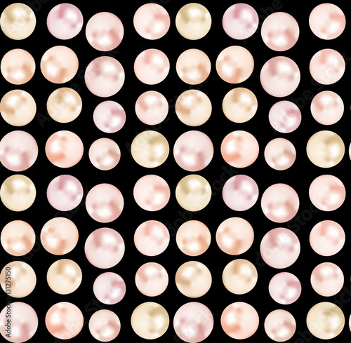 vector pearls seamless pattern on black background