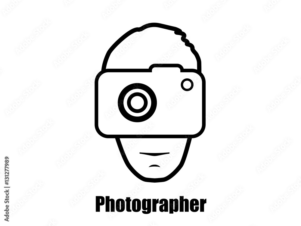 Photographer with a camera icon. Vector pictogram.