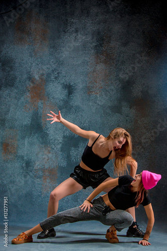 The two attractive girls dancing twerk in the studio © master1305