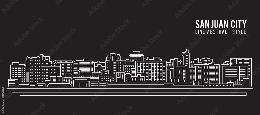 Cityscape Building Line art Vector Illustration design - San juan city