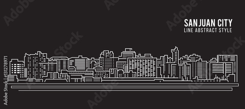 Cityscape Building Line art Vector Illustration design - San juan city