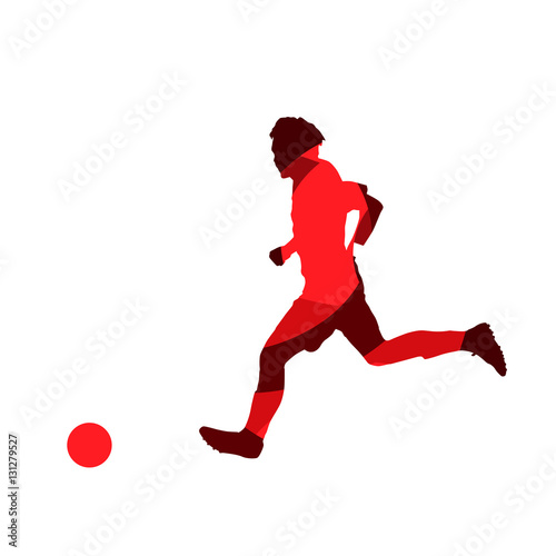 Running soccer player, abstract red vector silhouette © michalsanca