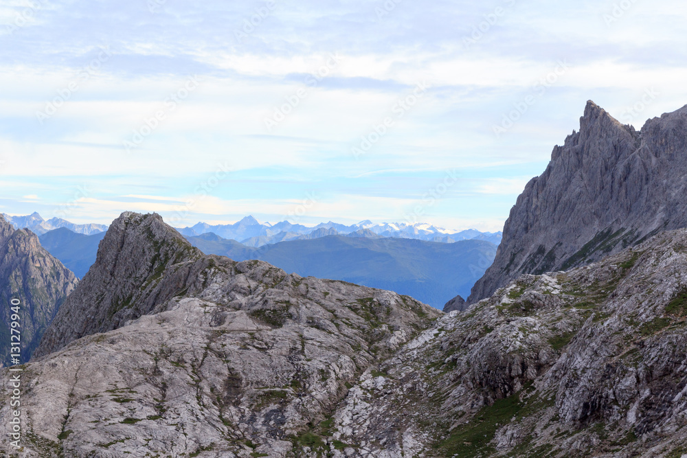 Sexten Dolomites mountain panorama in South Tyrol, Italy