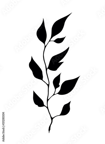 Vector stylized natural silhouette of leaf isolated on white. Ecology sign.