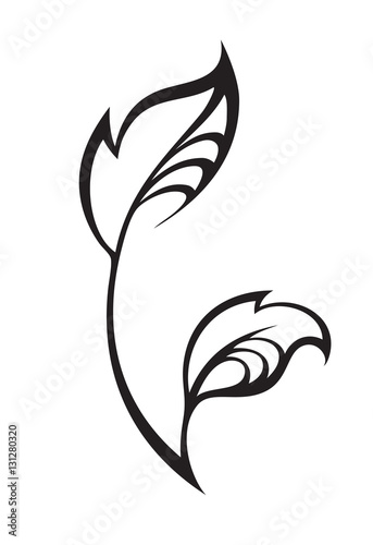 Vector spring leaf isolated on white.