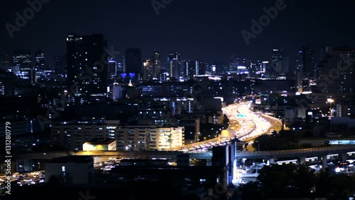 Wallpaper Mural View of Business Building Bangkok city area traffic location at night life, high angle shot in HD, Din Daeng District BANGKOK, Thailand Torontodigital.ca