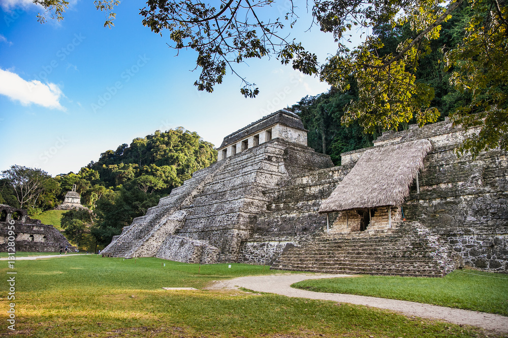 Temple of Inscriptions at mayan ruins of Palenque , Mexico. Temple of Inscriptions at mayan ruins of Palenque , Mexico.