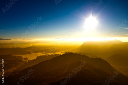 Sunrise on the mountain Adam's Peak. Sri Lanka