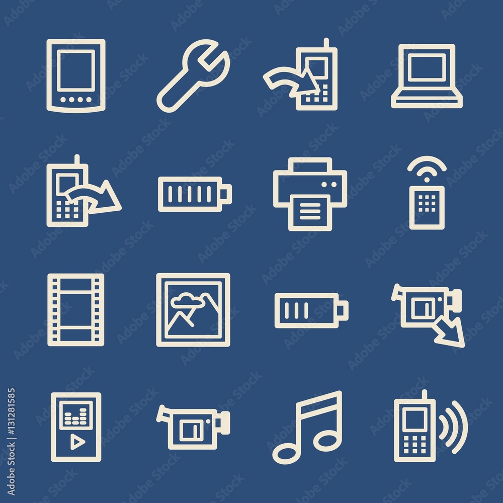 Mobile content web icons set