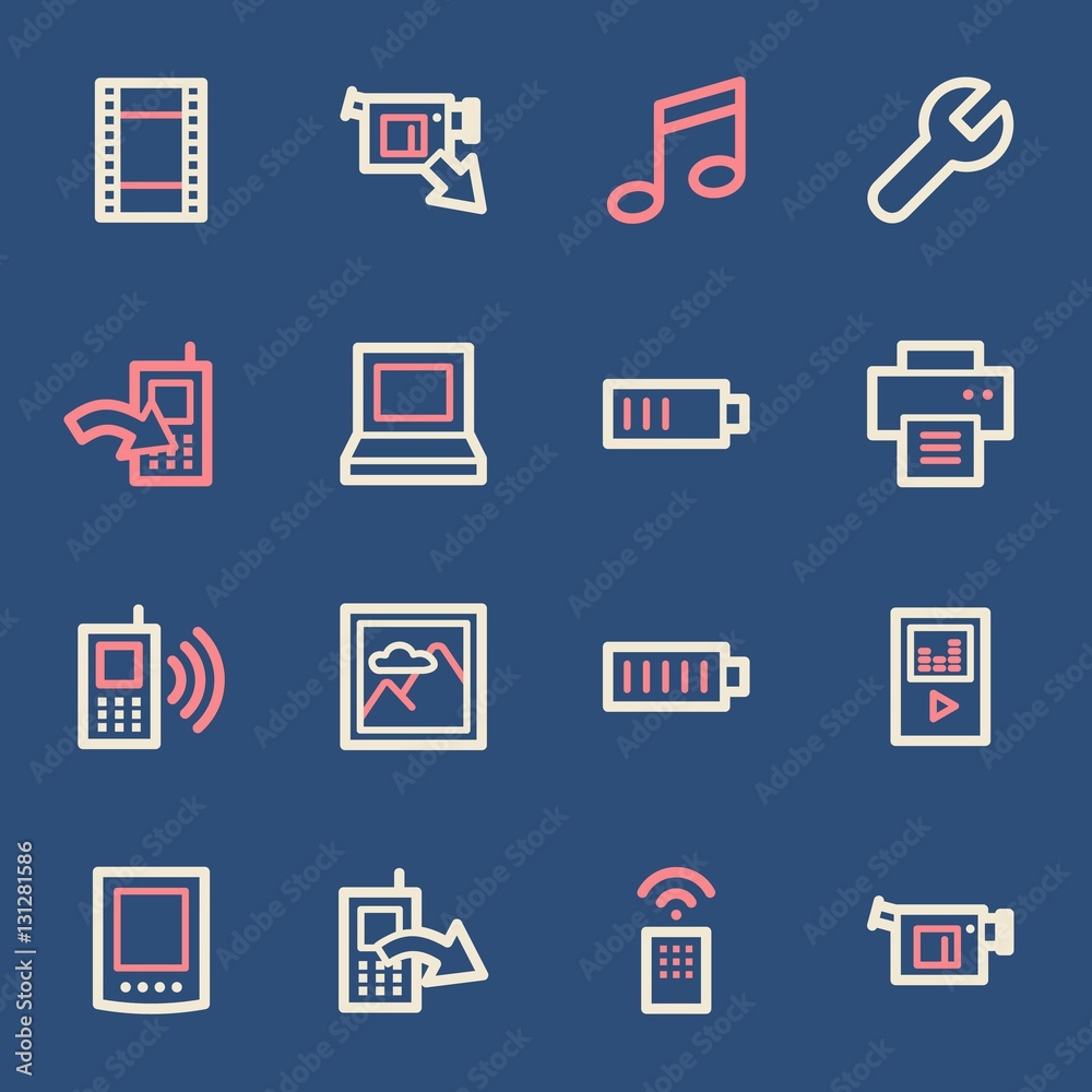 Obraz premium Mobile content web icons set