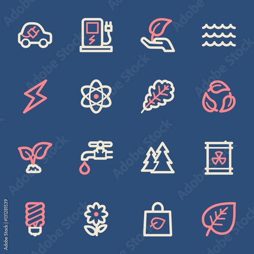 Green ecology web icons set