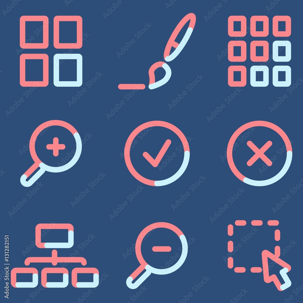 Image viewer icons, light blue contour Image viewer icons, light blue contour