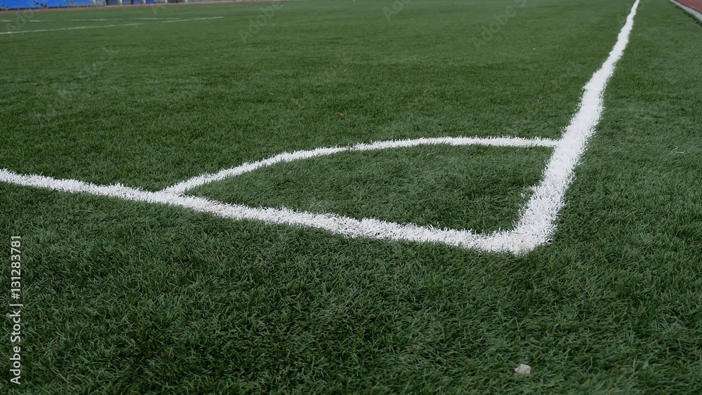 football Soccer field corner with green sport artificial grass