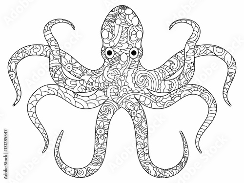 Octopus coloring book for adults vector