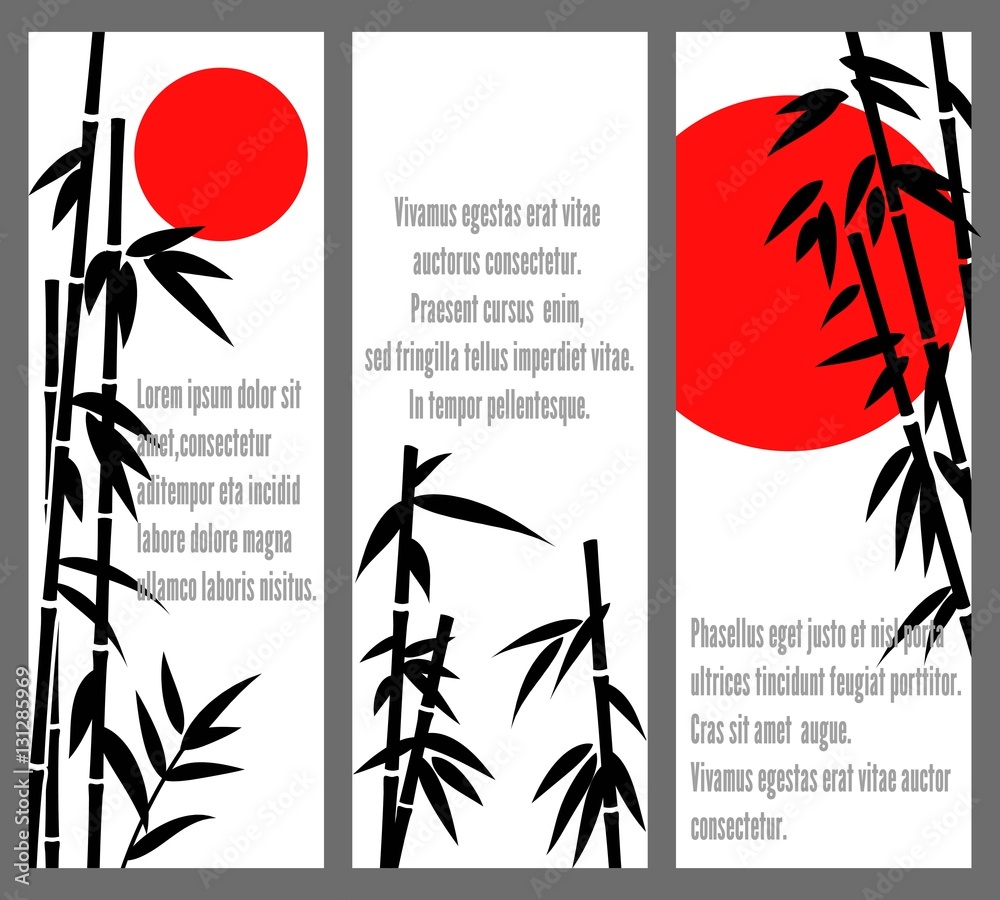 Obraz Japanese bamboo tree cards design or vector chinese bambu banners