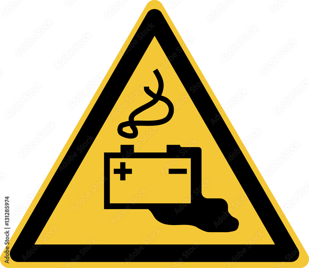W026 ISO 7010 W026 Warning; Battery charging เวกเตอร์สต็อก | Adobe Stock