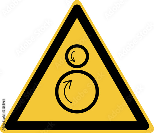 ISO 7010 W025 Warning; Counterrotating rollers