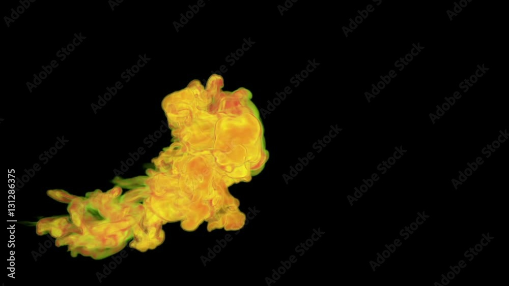 orange ink spreading in the water on a black background. 3d render. voxel graphics. computer simulation 6 orange ink spreading in the water on a black background. 3d render. voxel graphics. computer simulation 6