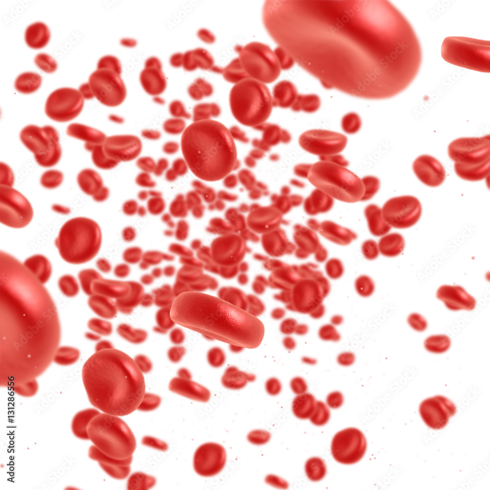 Red blood cell flowing in vein or artery. 3d render. Healthcare and medical zoom concept. Red blood cell flowing in vein or artery. 3d render. Healthcare and medical zoom concept.
