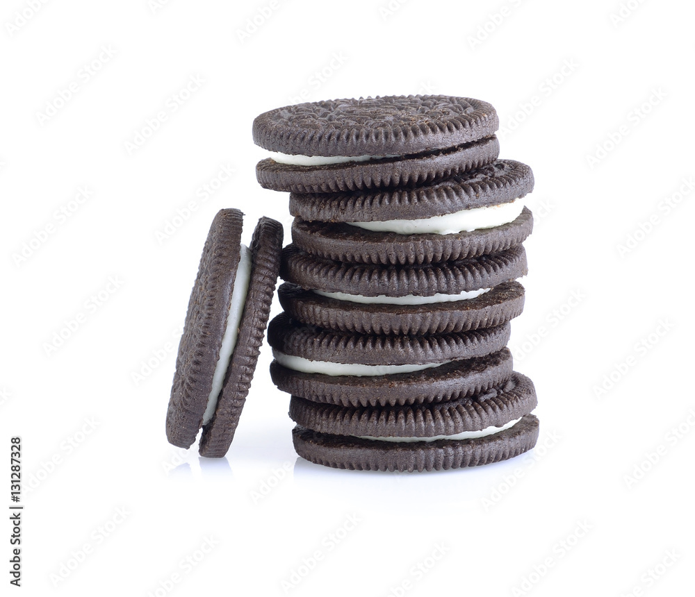 sandwich cookies with cream on white background sandwich cookies with cream on white background