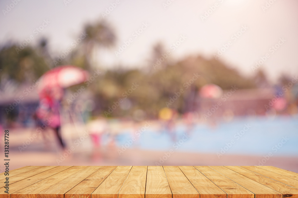 blurred Vintage tone picture of swimming pool , rest and relax c