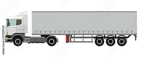 White truck with a trailer