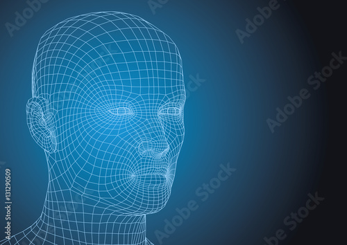 Human head wireframed futuristic style