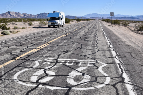 Small RV or camper on Route 66