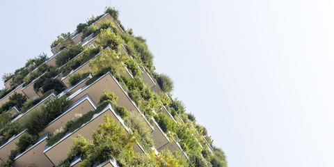 Green futuristic skyscraper