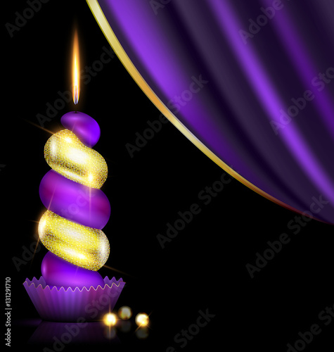 purple yellow candle and drape