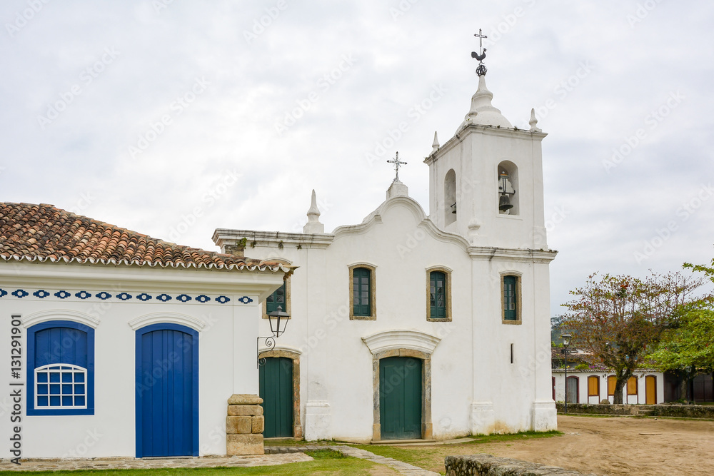 Old and famous church of Our Lady of Sorrows in the historic city of Paraty, Rio de Janeiro